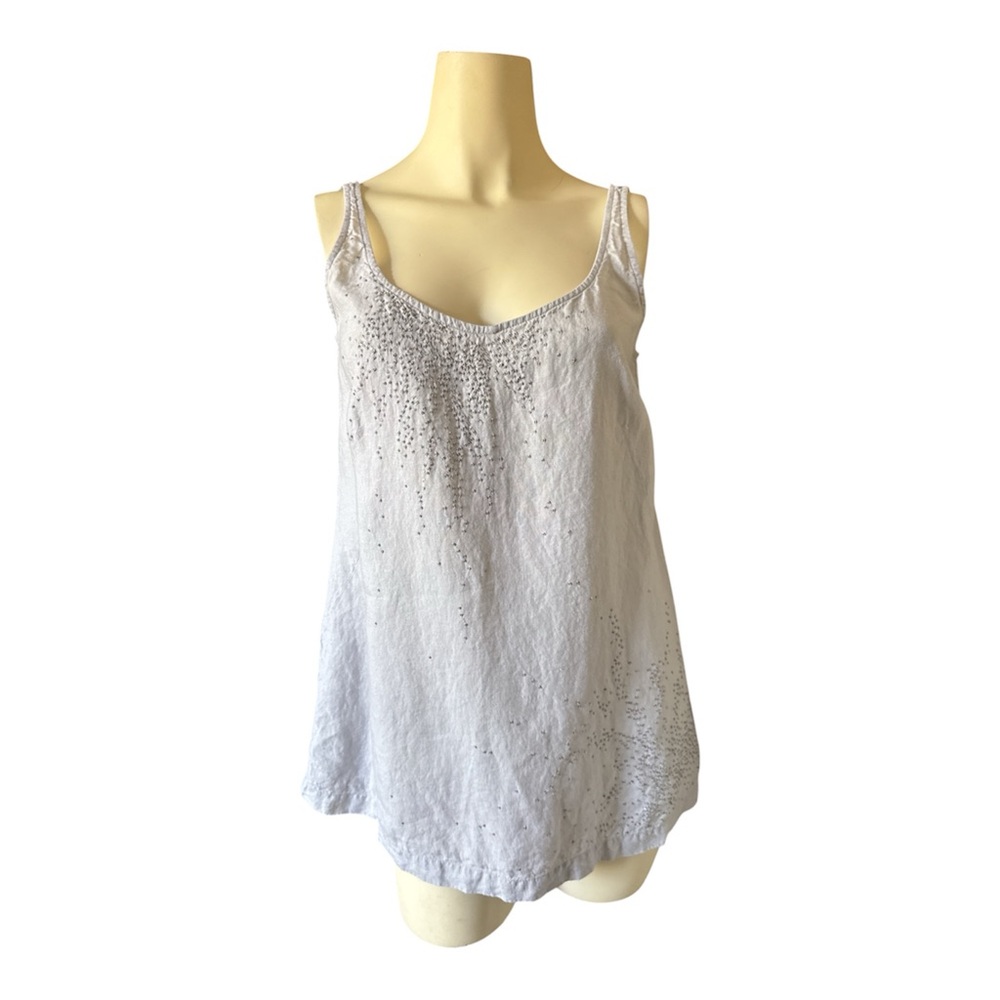 Eileen Fisher Light Gray Irish Linen Sleeveless Top Blouse women size S